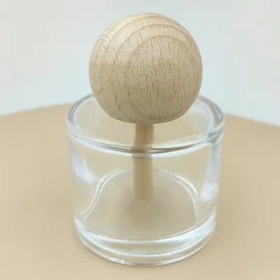 زجاجة معطرات السيارات (فواحة سيارة) دائرية سعة 50 مل - مع موزع خشبي