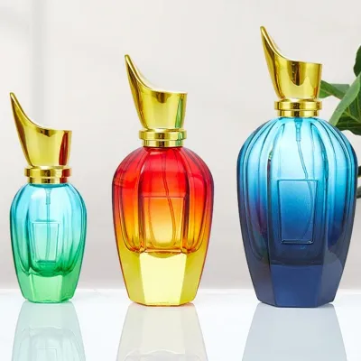 زجاجات عطور زجاجية دائرية ذات قاعدة سميكة مع عنق بكبس 15 مم